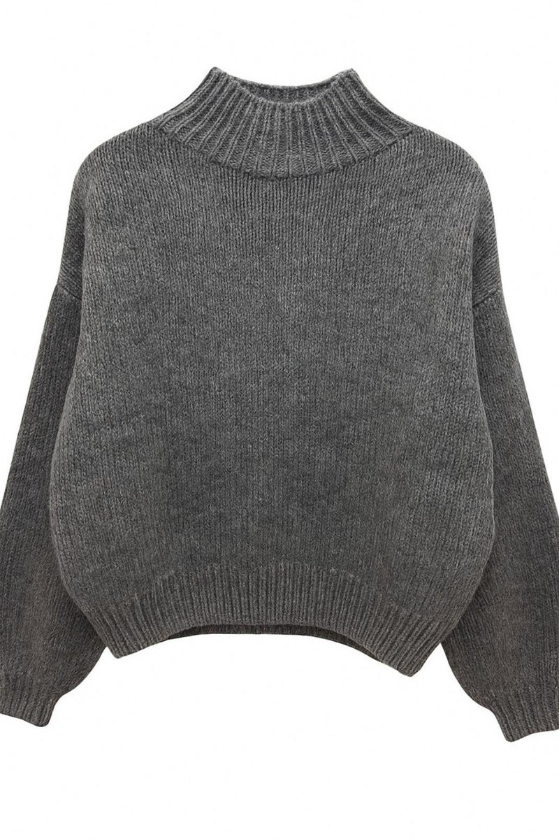 Mixray Relaxed Fit Crew Neck Thick Knit Sweater - Image 1