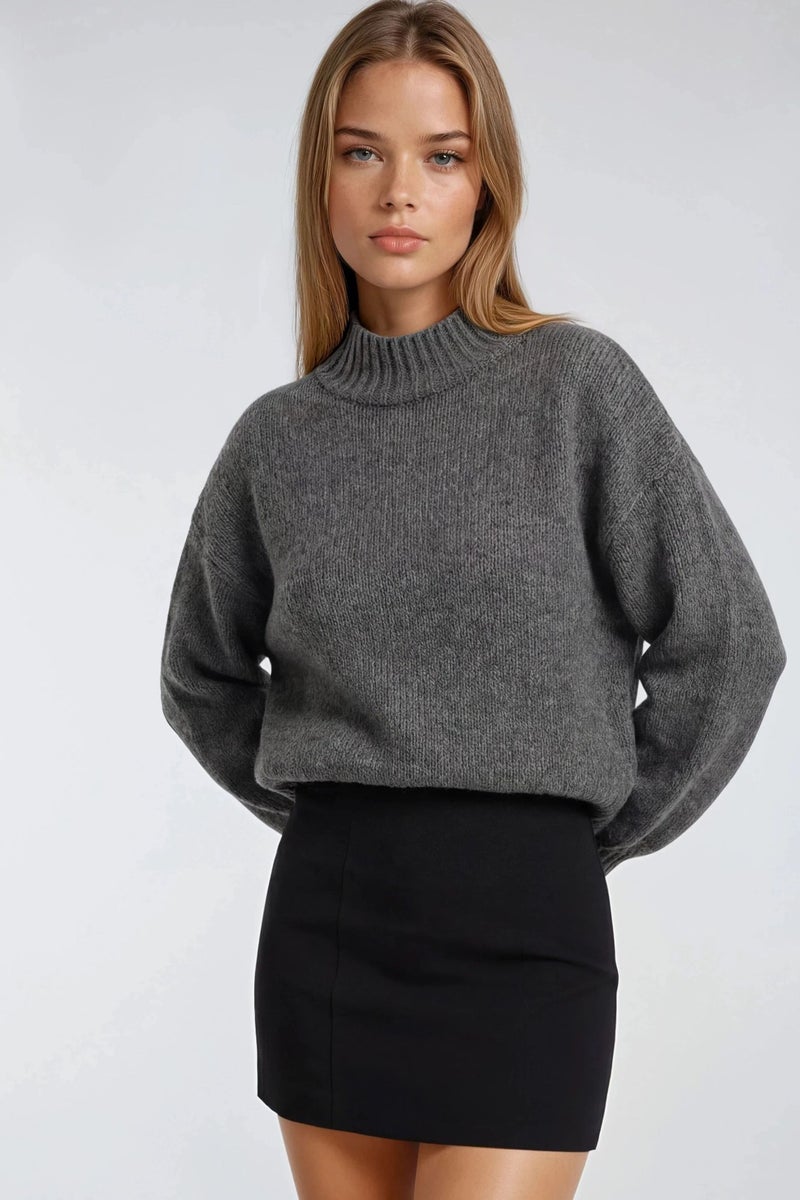 Mixray Relaxed Fit Crew Neck Thick Knit Sweater - Image 4