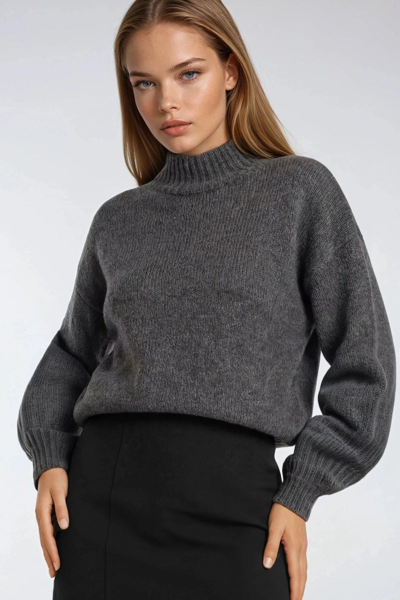 Mixray Relaxed Fit Crew Neck Thick Knit Sweater - Image 2