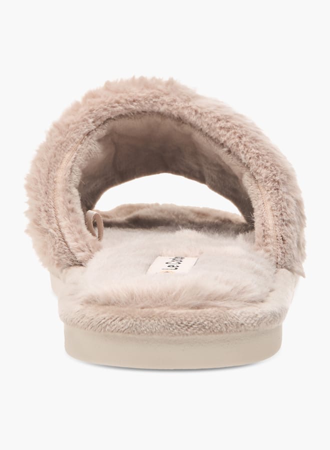 Le Confort Womens Faux Fur Textured Slip-On Bedroom Slippers  - Image 4