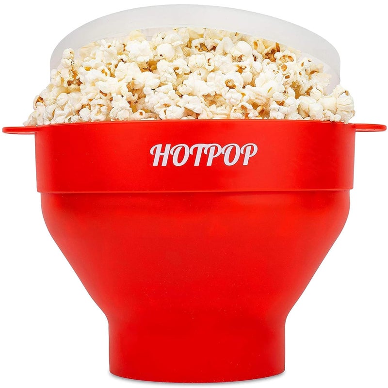 HOTPOP The Orginal HotPop Silicone Popcorn Maker - Microwave Popcorn Popper with Handles - Collapsible Bowl, Heat-Resistant, Easy to Clean, Ideal for Family Movie Nights, 15-Cup Capacity - Red - Image 1