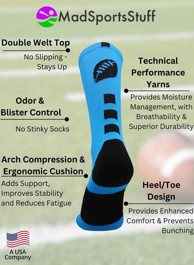 MadSportsStuff (Small, Electric Blue/Black) - Football Logo Athletic Crew Socks (Multiple Colours) - Image 4