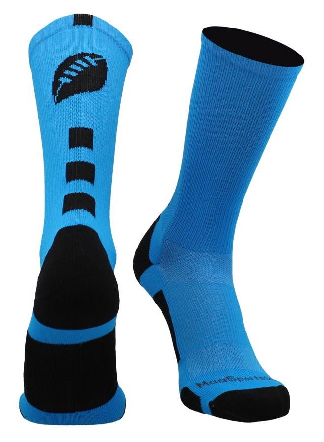 MadSportsStuff (Small, Electric Blue/Black) - Football Logo Athletic Crew Socks (Multiple Colours) - Image 1