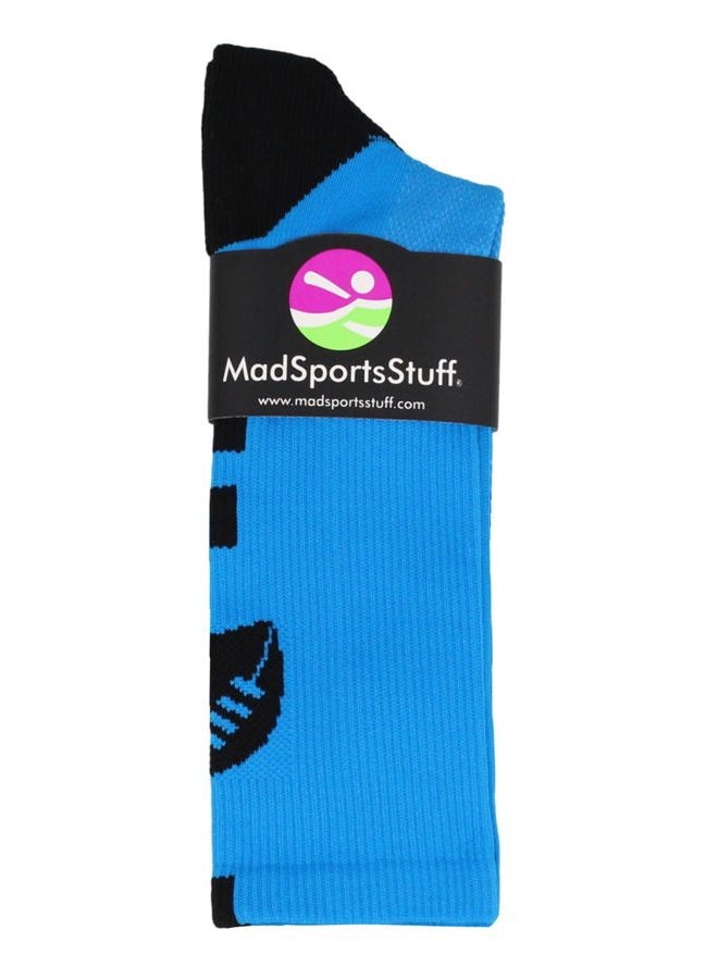 MadSportsStuff (Small, Electric Blue/Black) - Football Logo Athletic Crew Socks (Multiple Colours) - Image 3