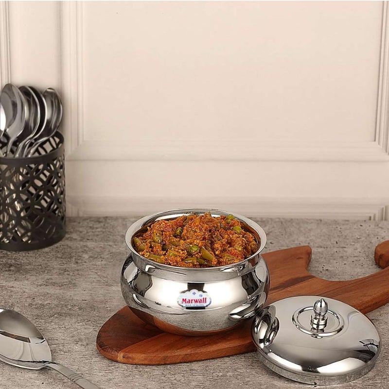 Marwall Stainless Steel Hand with Lid for Cooking Serving 750ml - Image 3