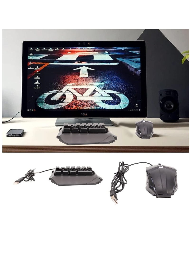 Generic - One Hand RGB Gaming Keyboard and Backlit Mouse Combo, One Handed Keyboard Mouse Set Wired 35 Keys RGB Backlight Machinery Mini Portable Game Keypad for Laptop PC - Image 1