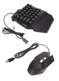 One Hand RGB Gaming Keyboard and Backlit Mouse Combo, One Handed Keyboard Mouse Set Wired 35 Keys RGB Backlight Machinery Mini Portable Game Keypad for Laptop PC