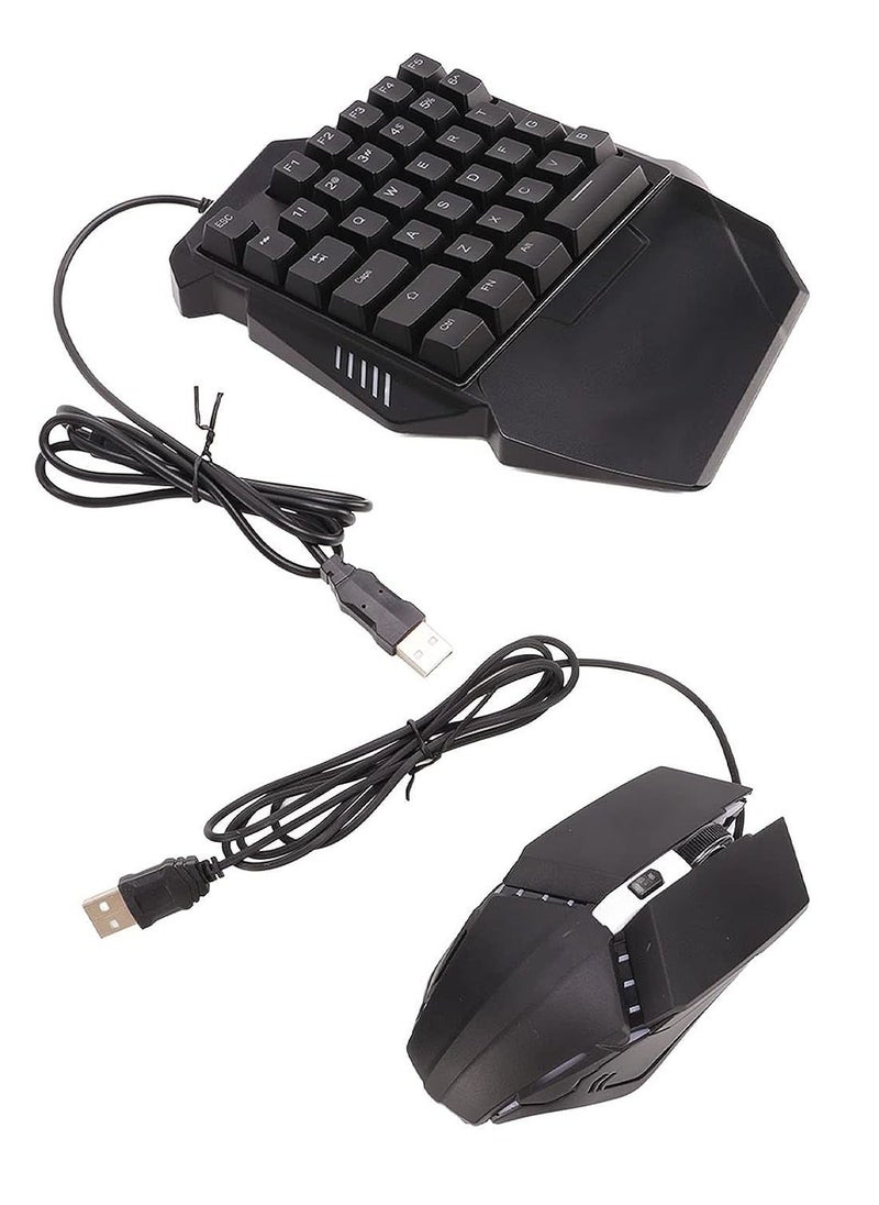 Generic - One Hand RGB Gaming Keyboard and Backlit Mouse Combo, One Handed Keyboard Mouse Set Wired 35 Keys RGB Backlight Machinery Mini Portable Game Keypad for Laptop PC - Image 1