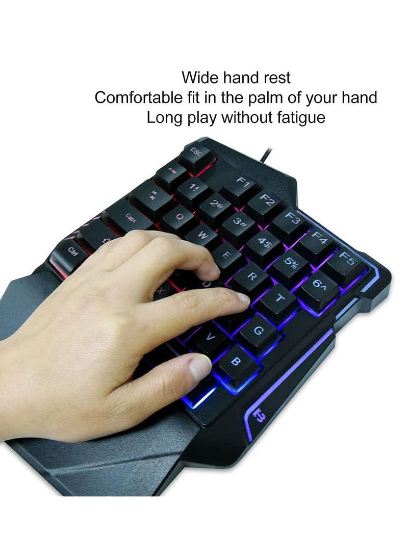 Generic - One Hand RGB Gaming Keyboard and Backlit Mouse Combo, One Handed Keyboard Mouse Set Wired 35 Keys RGB Backlight Machinery Mini Portable Game Keypad for Laptop PC - Image 1