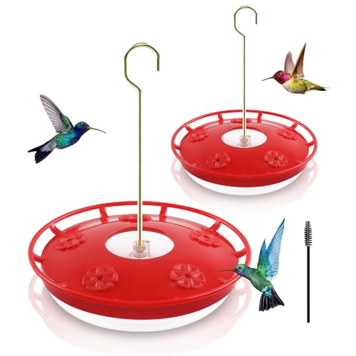FEED GARDEN 2 Pack 16 OZ Hummingbird Feeders for Outdoor 5 Feeder Ports Ant Bee Proof Leak-Proof Cleaning Brushes Nectar Easy Clean Fill Bird Feeder for Garden Red Décor Gifts for Mom - Image 1