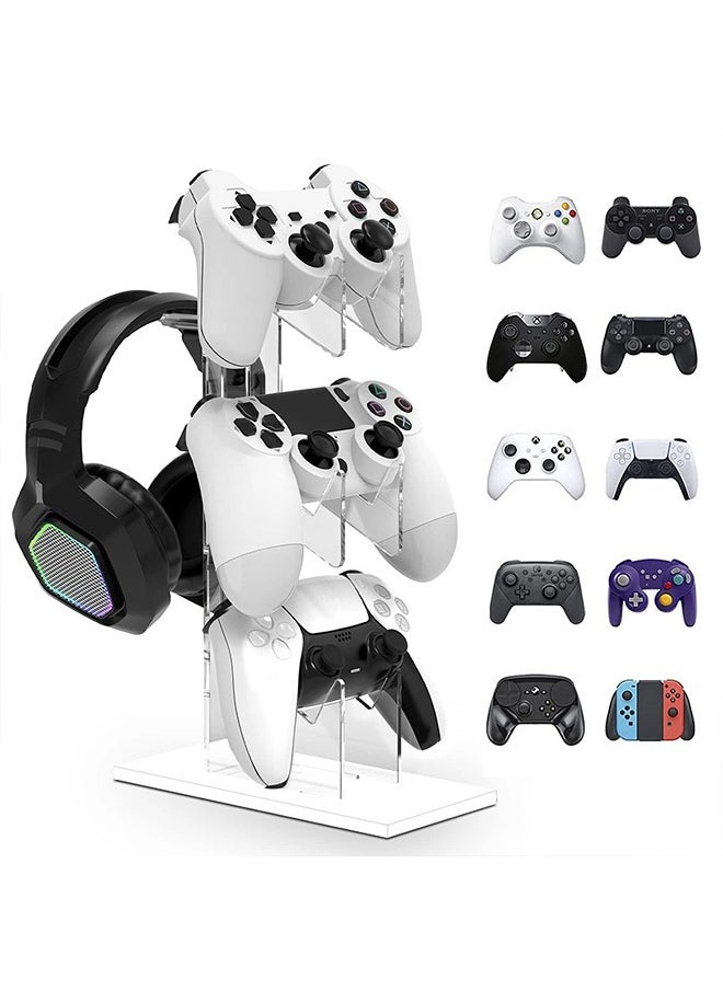 ShebSheb حامل وحدة تحكم عالمي من 3 طبقات مع حامل حامل سماعة الرأس لجهاز Xbox ONE Switch PS4 PS5 PC، حامل حامل وحدة التحكم ملحقات الألعاب  - Image 1