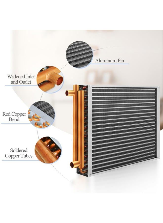 AB Water to Air Heat Exchanger 20x20 with 1" Copper Ports for Outdoor Wood Furnaces, Residential Heating and Cooling, and Forced Air Heating (20x20) - Image 2