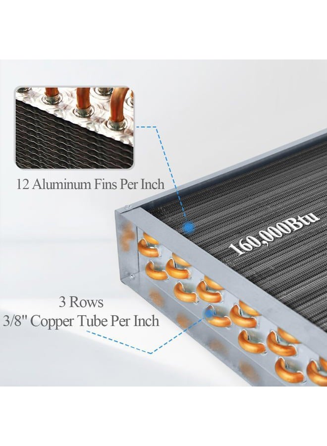 AB Water to Air Heat Exchanger 20x20 with 1" Copper Ports for Outdoor Wood Furnaces, Residential Heating and Cooling, and Forced Air Heating (20x20) - Image 3