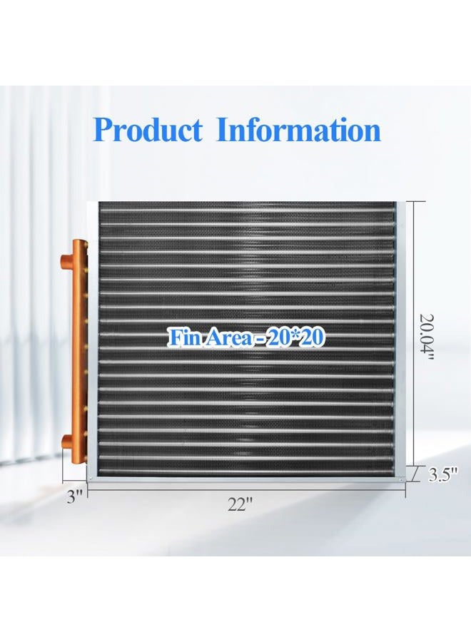 AB Water to Air Heat Exchanger 20x20 with 1" Copper Ports for Outdoor Wood Furnaces, Residential Heating and Cooling, and Forced Air Heating (20x20) - Image 4