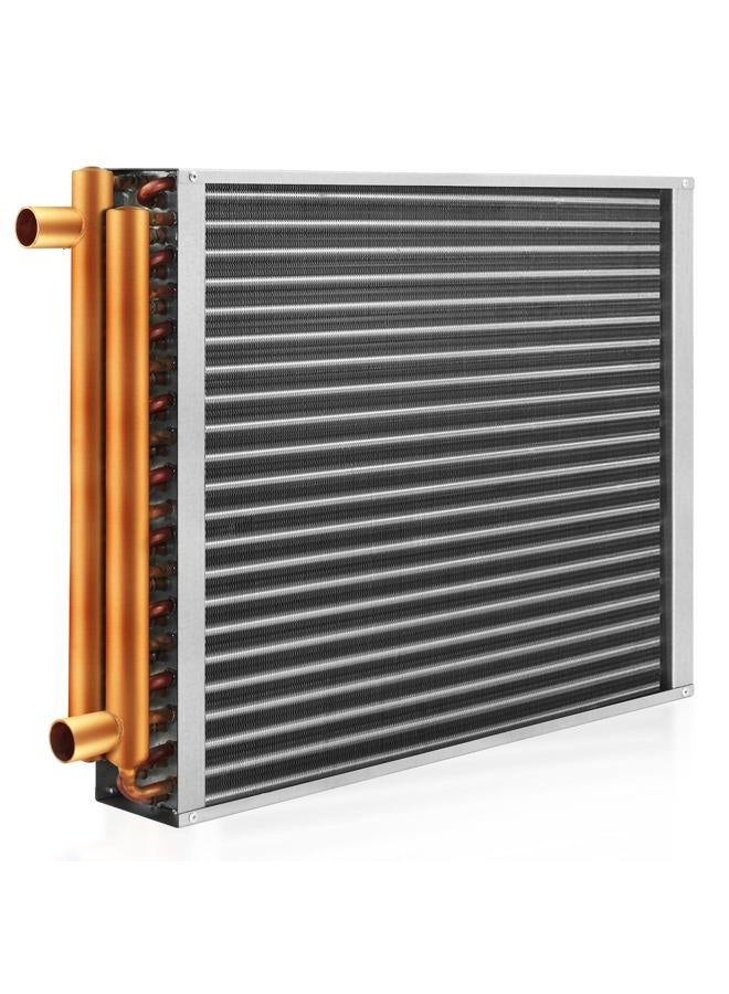 AB Water to Air Heat Exchanger 20x20 with 1" Copper Ports for Outdoor Wood Furnaces, Residential Heating and Cooling, and Forced Air Heating (20x20) - Image 1