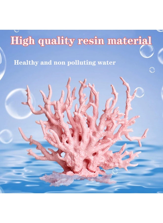 زينة حوض السمك الاصطناعي من المرجان، نباتات بلاستيكية لتزيين المناظر الطبيعية لحوض السمك (وردي) - Image 3