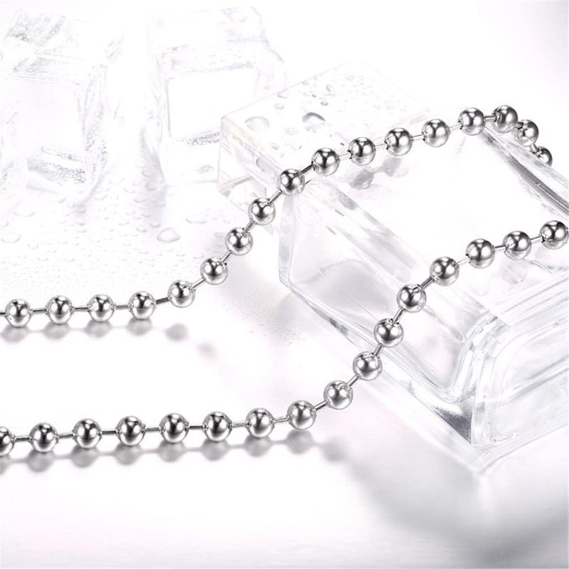 SINLEO Titanium Stainless Steel Small Beads Ball Chain Necklace for Men Women 24-38 Inches Silver Black Gold - Image 3