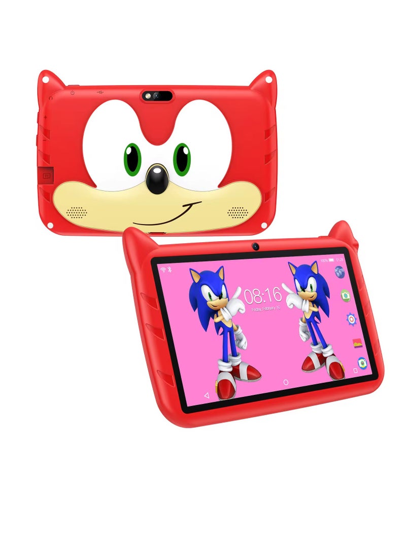 AROAQ Kids Tablet, 7 Inch Kids Learning Toy Computer With Wifi, 400mah Battery Dual Cameras Kids Pad, Portable Children Smart Tablet With Quad Core Processor, (1pc, 64G, Red) - Image 1