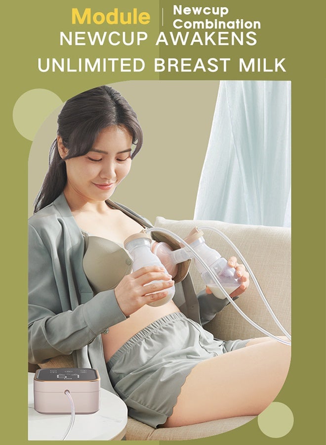 Yaqeen Wearable, hands-free, electric, automatic double-sided breast pump. This intelligent breast pump device offers comfortable initiation of breastfeeding, painless pumping, and efficient milk production. Designed specifically for breastfeeding mothers, it combines bionic technology and ergonomics to enhance the breastfeeding experience. It features 4 core modes, 9 intensity levels, and includes 10 milk storage bags. - Image 3