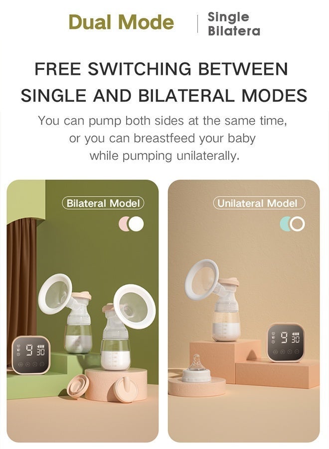 Yaqeen Electric wearable, Hands-free, Automatic Dual-sided Smart Breast Pump  Painless Breast Pumping, Combining Biomimetic Technology And Ergonomic Design Equipped With 4 Core Modes And 9 Intensity Levels, And Includes 10 Milk Storage Bags - Image 2