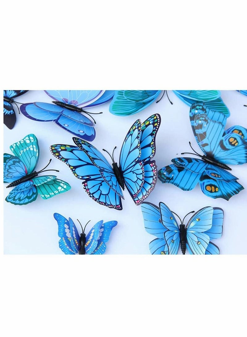 SYOSI 3D Butterfly Wall Decals, Removable Butterfly Decor Simulation Butterfly for Girls Stickers Kids Bedroom and Room Wall Decoration Art Mural Double Wings, 24 Pcs, Blue  - Image 4