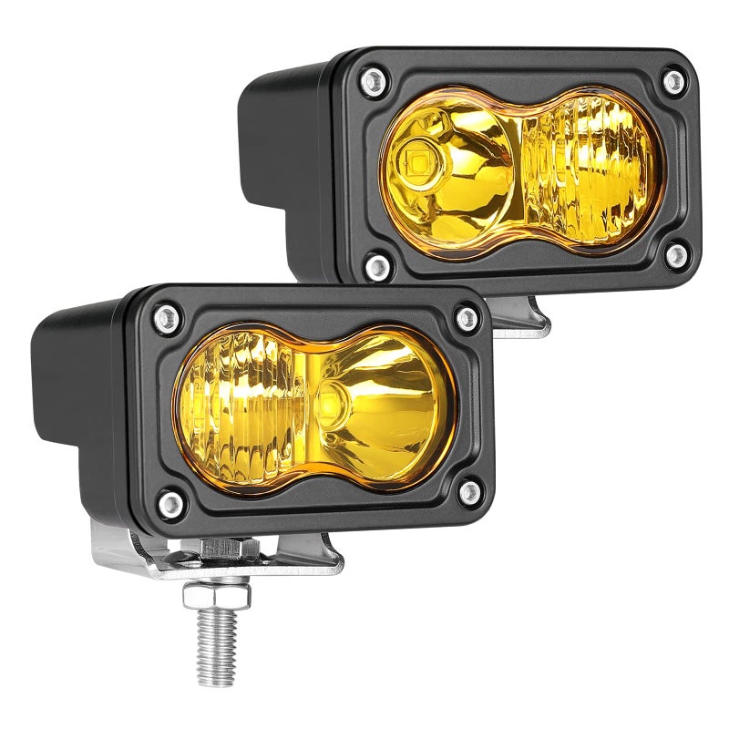 Auto Power Plus LED Pods Amber, Auto Power Plus 2Pcs 40W 3 Inch Driving Light Yellow Off Road Light LED Bumper Lights Super Bright LED Work Light Cube Waterproof Combo Fog Light for Truck ATV UTV SUV Motorcycle Boat - Image 1