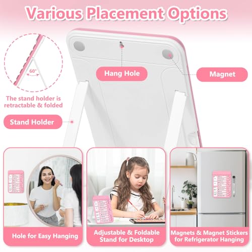 Audab Dry Erase Chore Chart for Kids Magnetic Checklist Board My Chores Slider Chart to Do List Board Routine Reward Chart Schedule Board Task Tracker for Home Refrigerator Wall Desk Pink - Image 3