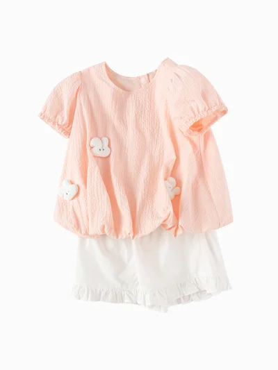 Balabala Baby Girl Woven short sleeve suit