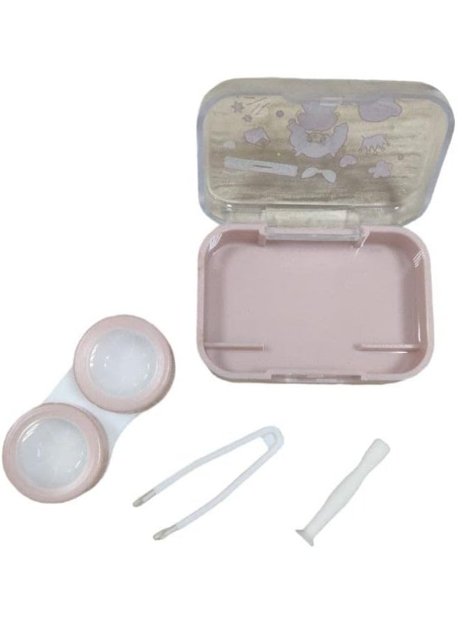 حافظة عدسات لاصقة سهلة الحمل للسفر - تصميم مدمج لحماية ونظافة العدسات -  زهري - Image 3