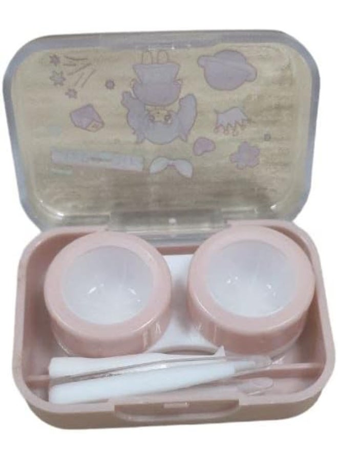 حافظة عدسات لاصقة سهلة الحمل للسفر - تصميم مدمج لحماية ونظافة العدسات -  زهري - Image 4