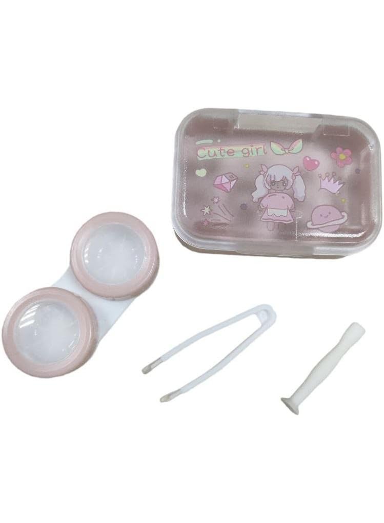 حافظة عدسات لاصقة سهلة الحمل للسفر - تصميم مدمج لحماية ونظافة العدسات -  زهري - Image 5