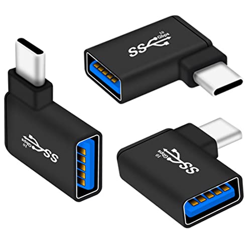 Mepsies USB C to USB 3.0 Adapter 90 Degree (3 Pack), USB-A 3.0 Female to USB-C 3.1 Male Right Angle OTG Adapter Compatible with MacBook Pro, iPhone 17/16/15, iPad, Samsung Galaxy, Type-C Phones, Laptops - Image 1