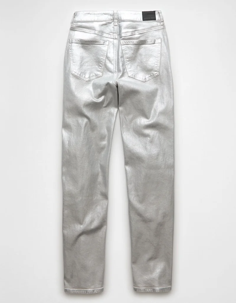 American Eagle  AE Stretch Metallic Super High-Waisted Baggy Straight Jean for Women | Best Price UAE