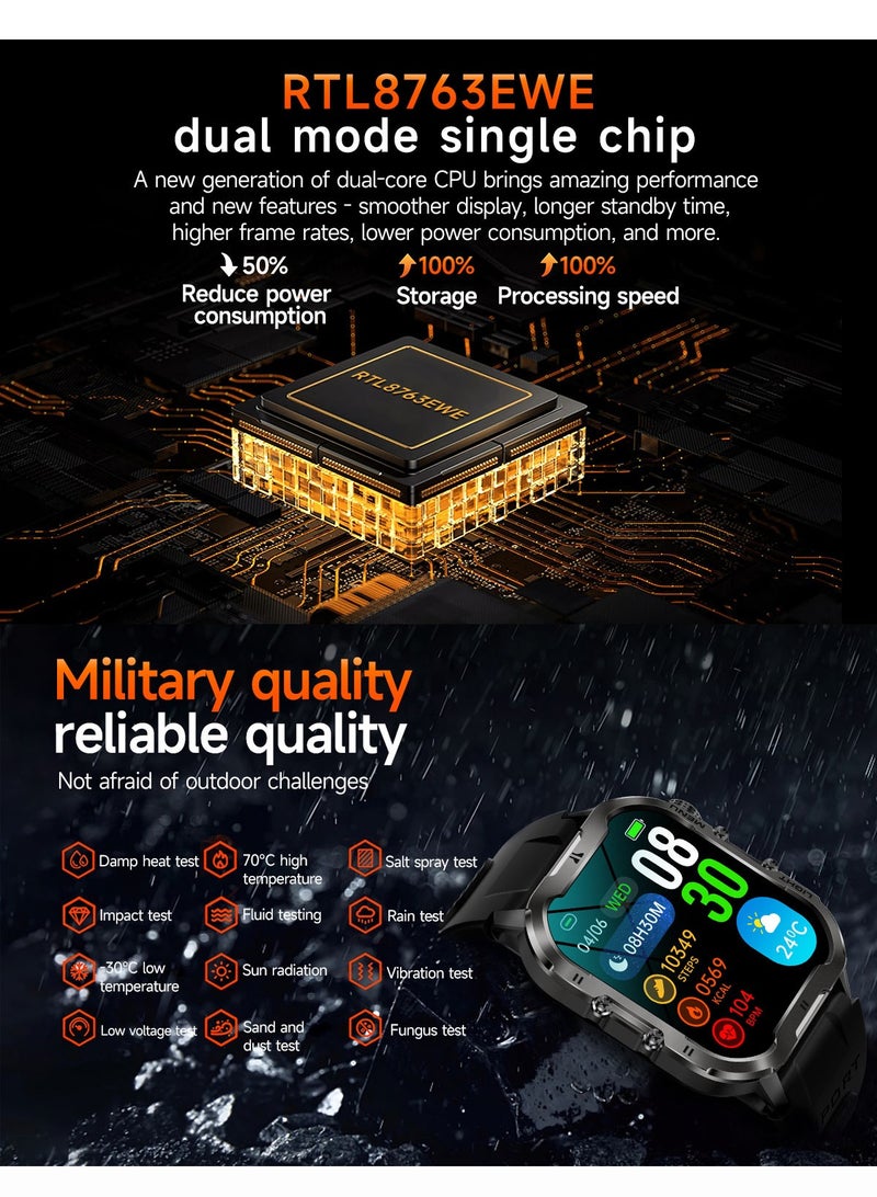 RollsTimi  Men's Bluetooth Smartwatch, 1.96 Inch High Definition Touch Screen, Multiple Sports Mode, Smart Voice Assistant, Health Reminder, A Variety Of Personalized Theme Dial Wallpaper, SMS Quick Reply, RT T26 - Image 4