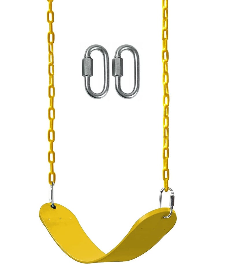 REZNOR Flexible Swing Seat Set for Kids/Adults Outdoor Park Garden Tree Backyard with 60” Plastic Coated Chain, Weight Support Upto 150kg, Yellow - Image 1