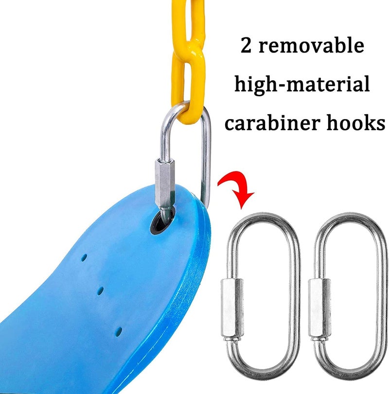 REZNOR Flexible Swing Seat Set for Kids/Adults Outdoor Park Garden Tree Backyard with 60” Plastic Coated Chain, Weight Support Upto 150kg, Yellow - Image 3