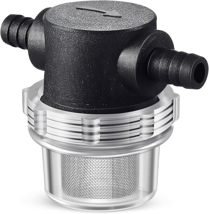 Dreyoo Water Pump Strainer, 3/8 Inch Hose Barb In-Line Strainer Twist-On Sprayer Filter for Water Pump 12V DC 80 PSI RV Camper Marine Boat Lawn - Image 1