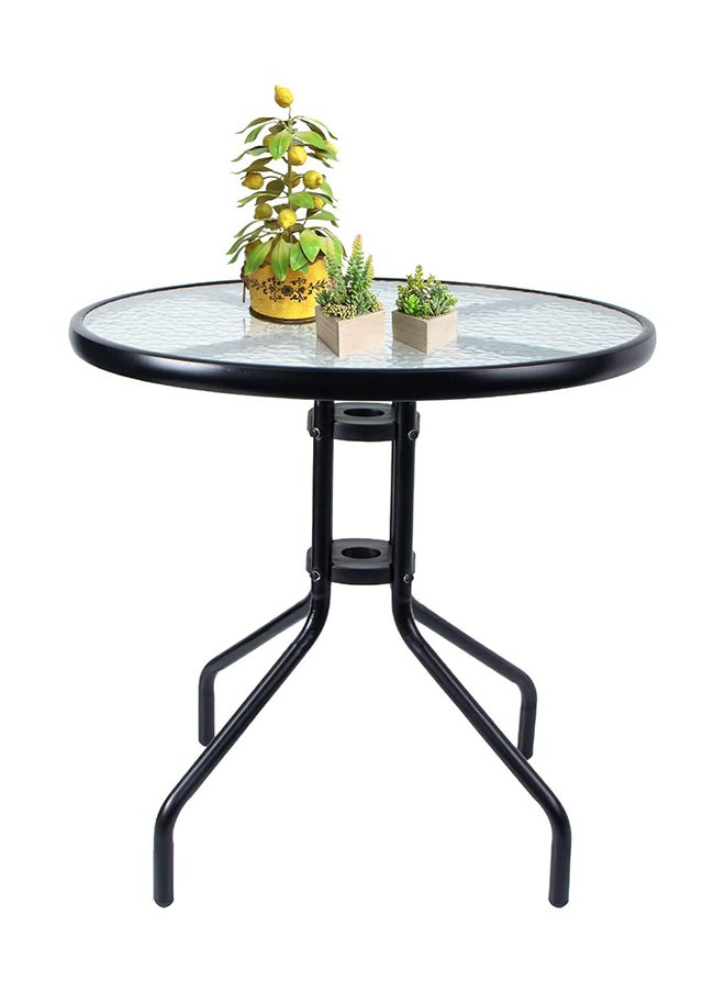 SKY-TOUCH SKY-TOUCH Patio Bistro Round Metal Glass Table,Dining Table with Glass Table Top Metal Coffee Table for Lawn Garden Pool Steel Frame Commercial Party Table,Black,  - Image 1