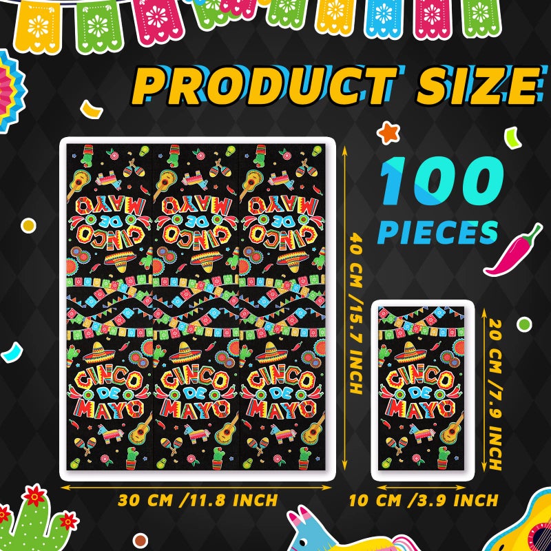 Jinei 100 Pcs Cinco De Mayo Napkins Decorative Fiesta Paper Napkins 3 Ply disposable Bathroom Hand Towel for Guest Home Dinner Kitchen Bathroom Fiesta Party Supplies - Image 2