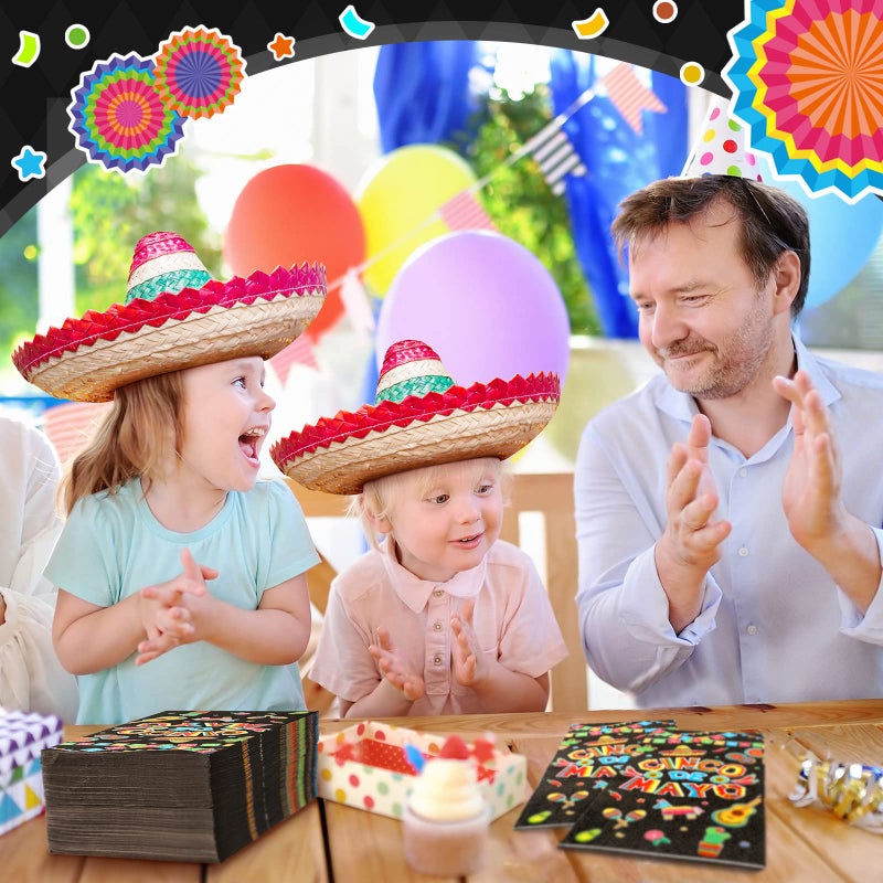 Jinei 100 Pcs Cinco De Mayo Napkins Decorative Fiesta Paper Napkins 3 Ply disposable Bathroom Hand Towel for Guest Home Dinner Kitchen Bathroom Fiesta Party Supplies - Image 5