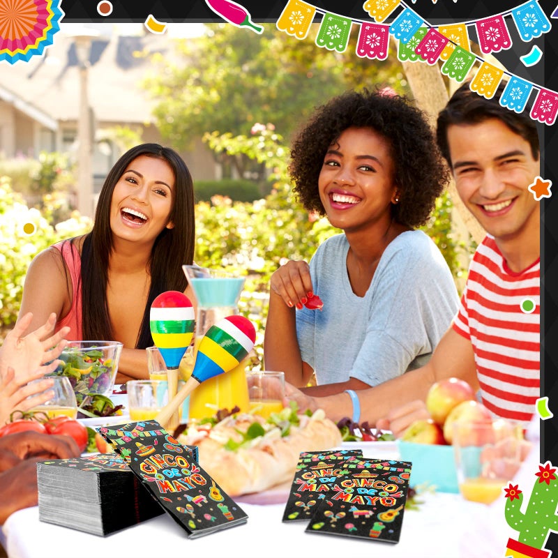 Jinei 100 Pcs Cinco De Mayo Napkins Decorative Fiesta Paper Napkins 3 Ply disposable Bathroom Hand Towel for Guest Home Dinner Kitchen Bathroom Fiesta Party Supplies - Image 4