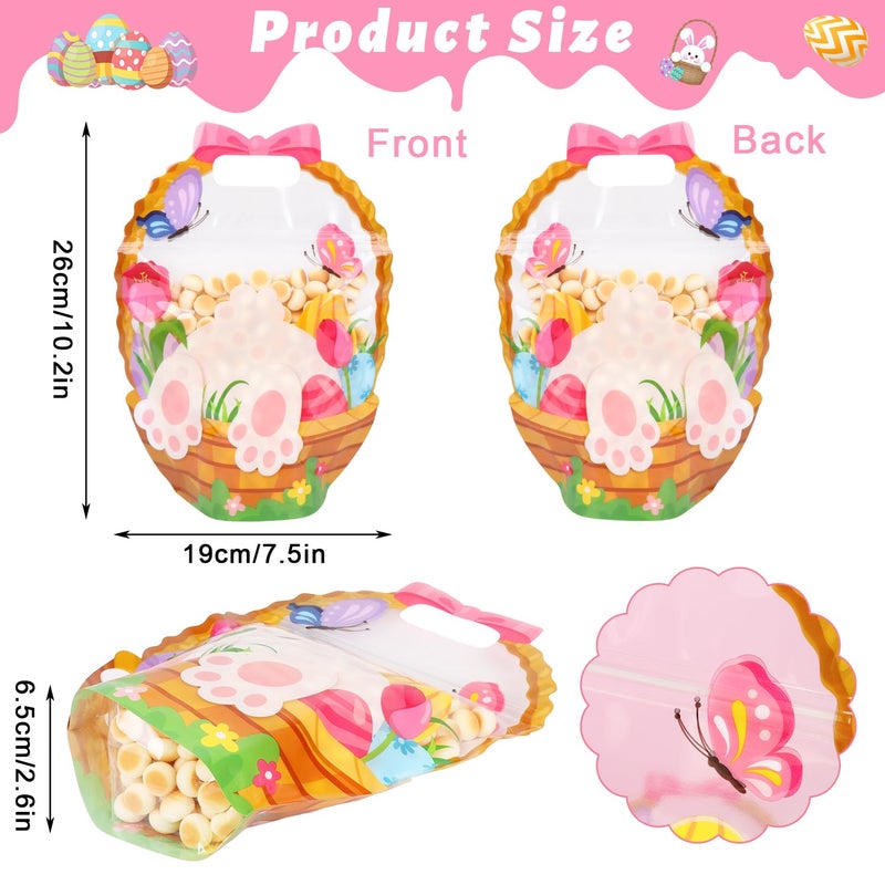 CCINEE 60 Packs Easter Treat Bags Bulk, Easter Gifts Bags with Handle Sealing Bunny Goodie Cellophane Ziplock Bag Bulk for Classroom School Party Favors Gift Exchange - Image 2