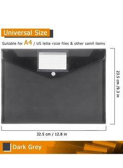 Generic 6 Pack Plastic Envelopes Poly Envelopes, Clear Document Folders Plastic File Folders for Home Work Office Organization, Letter Size/A4 Size(Dark Grey)  - Image 3