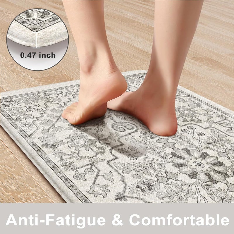 KIMODE Kitchen Mats Cushioned Anti Fatigue, 20"x47"+20"x32" Farmhouse Kitchen Rugs Sets of 2, Non Slip Kitchen Mats for Floor, Padded Kitchen Floor Mats for Sink, Laundry, Desk Grey - Image 3