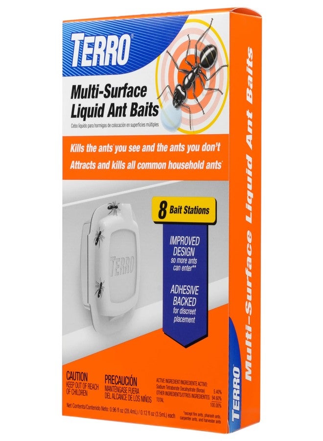 TERRO Indoor Liquid Ant Baits with Adhesive Strips for Discreet Baiting - TERRO Ant Trap and Bait Station - 8 Pack - T334SR - Image 1