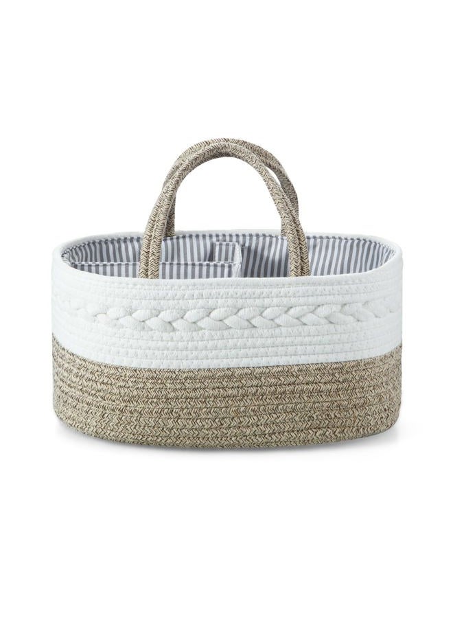 PandaEar Baby Diaper Caddy Organizer, Portable Nursery Storage Basket Cotton Rope Diaper Caddy for Baby Shower Gifts Newborn Infants -Brown