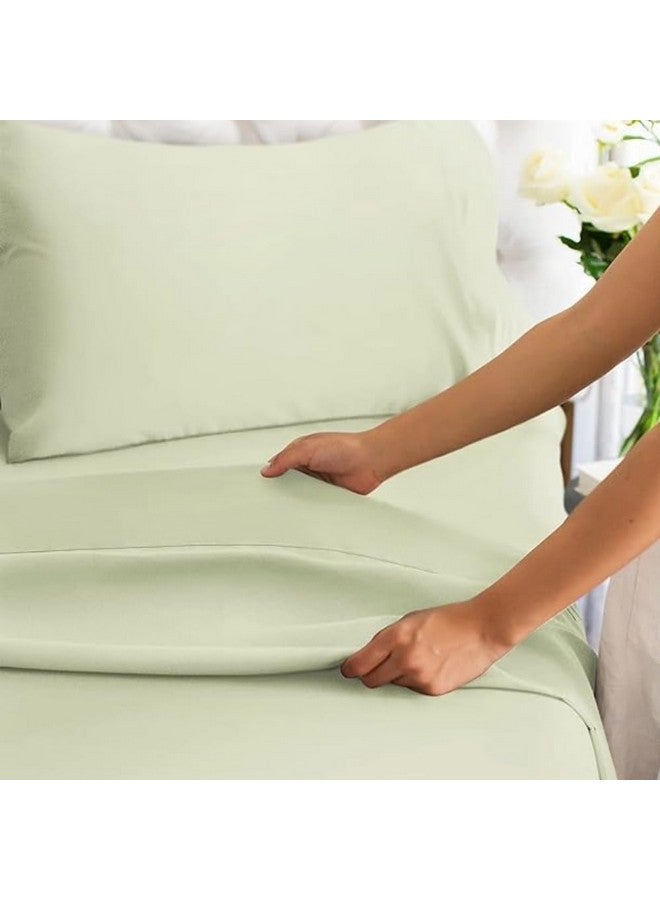 SEM B GRA - Flat BedSheet with 2 Pillow Covers 600 TC 100% Egyptian Cotton Bedsheet Comfortable & Durable Hotel Quality Sheet (Sage, Double) - Image 2