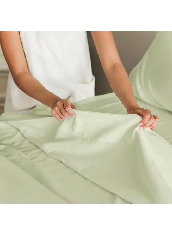 SEM B GRA - Flat BedSheet with 2 Pillow Covers 600 TC 100% Egyptian Cotton Bedsheet Comfortable & Durable Hotel Quality Sheet (Sage, Double) - Image 3