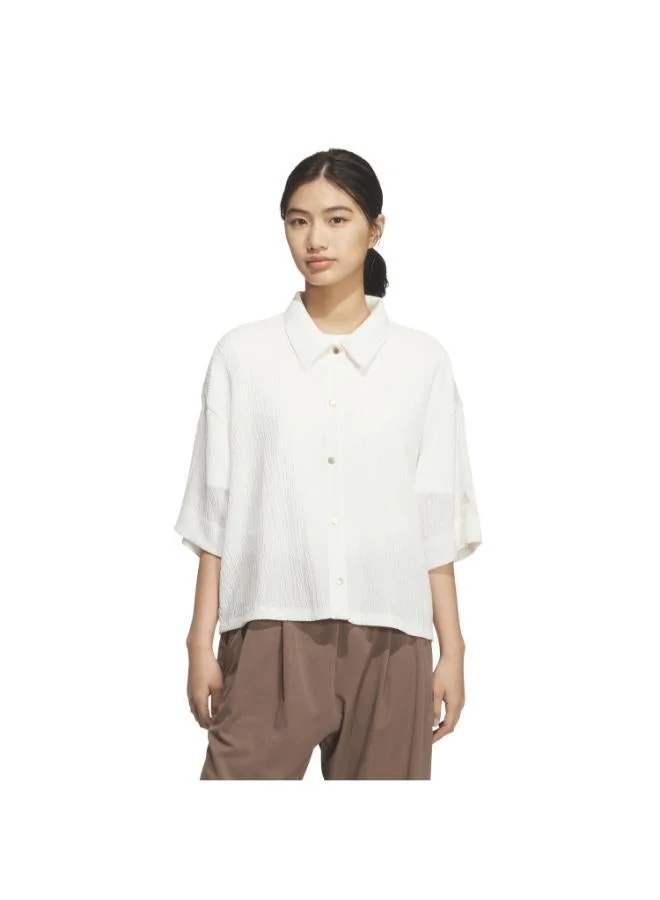 اديداس قميص بأكمام قصيرة SOFTLUX SHEER LOOSE FIT COLLAR