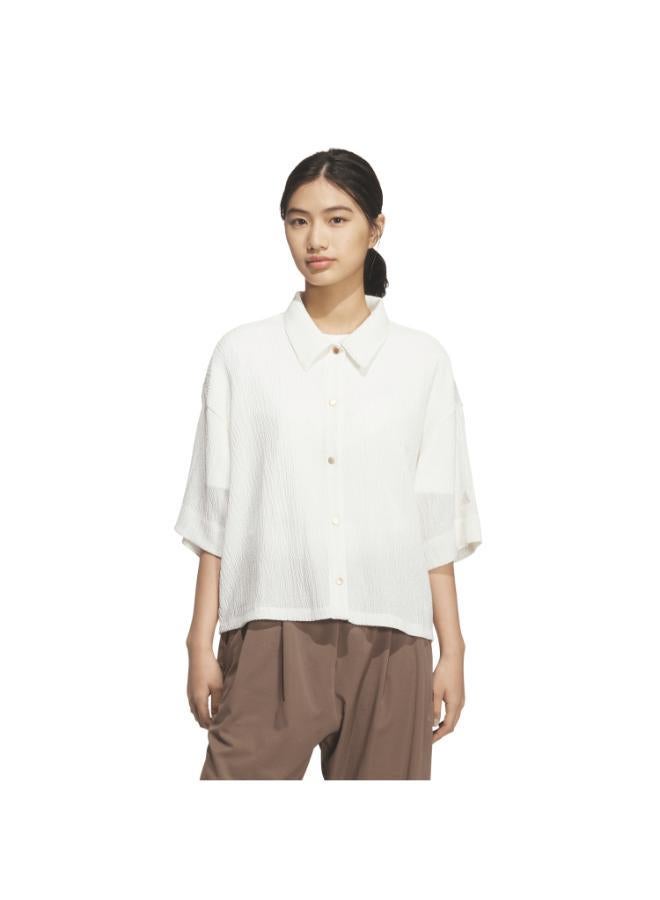اديداس قميص بأكمام قصيرة SOFTLUX SHEER LOOSE FIT COLLAR - Image 1